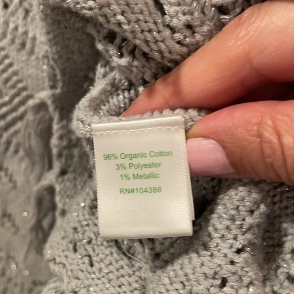 Garnet Hill Kids Metallic Fringe Pointelle Poncho - Picture 6 of 8